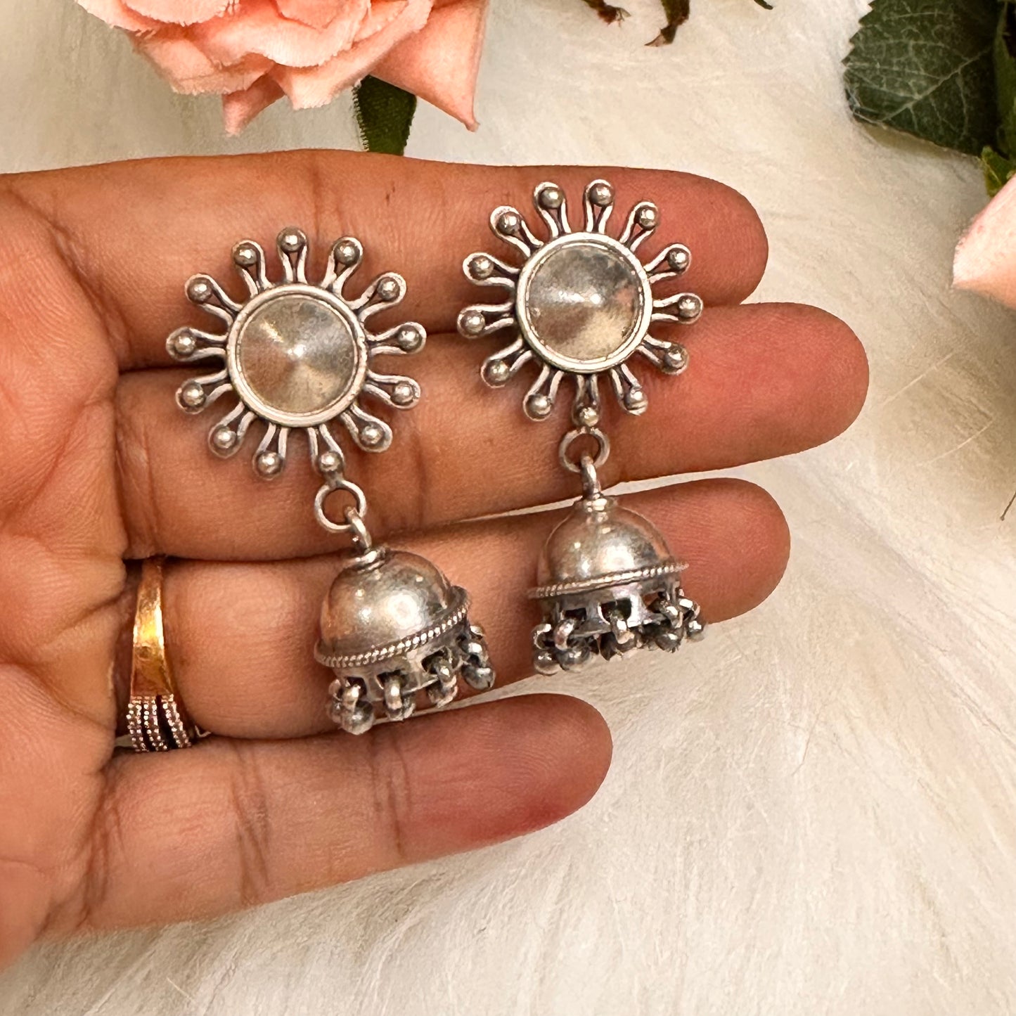 YAKSHI. Unique jhumka in pure silver.