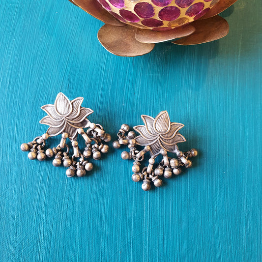 JALAJ. The lotus ghungroo studs.