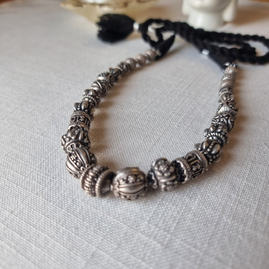 JHANKANA. Gorgeous bead neckpiece  in silver.