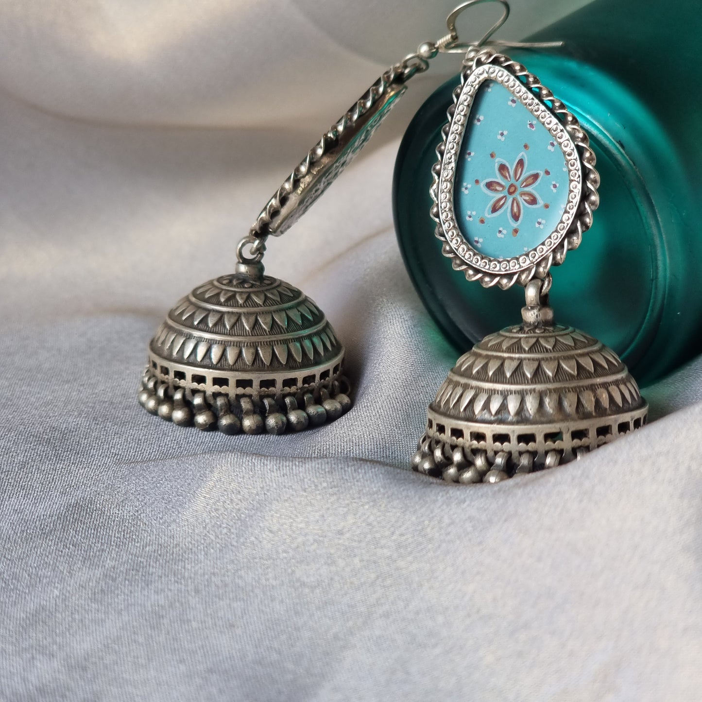 SUVEERA. Stunning handpainted jhumkas.